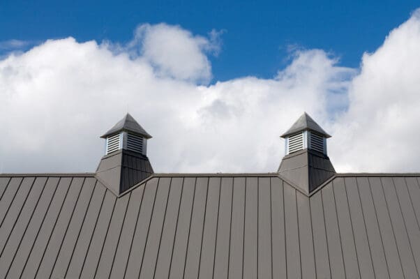 Grey Aluminum Roof with Vents