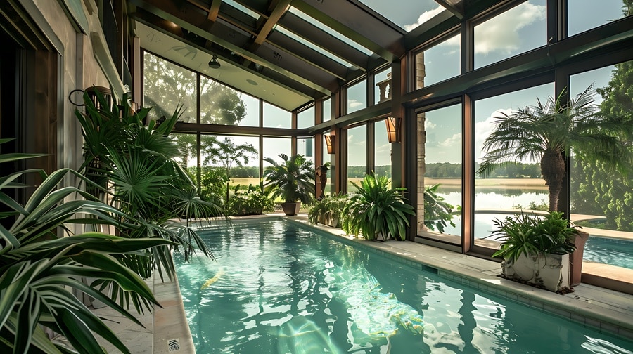 pool screen enclosure installed at a mordern home